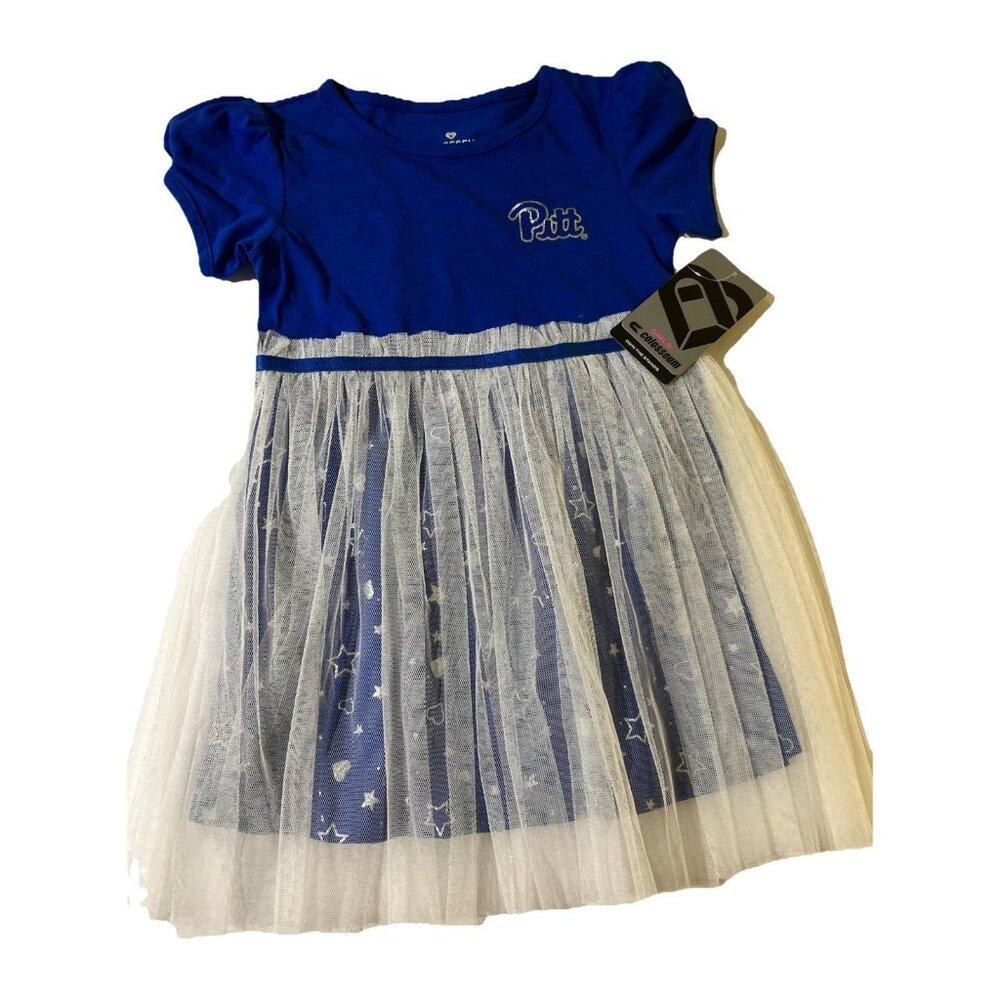 NEW Pitt Panthers Colosseum Star League Tulle SS Blue Dress Toddler 3T
